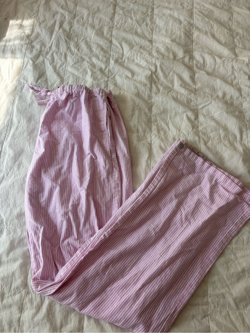 Kids Pink Striped Drawstring Pants